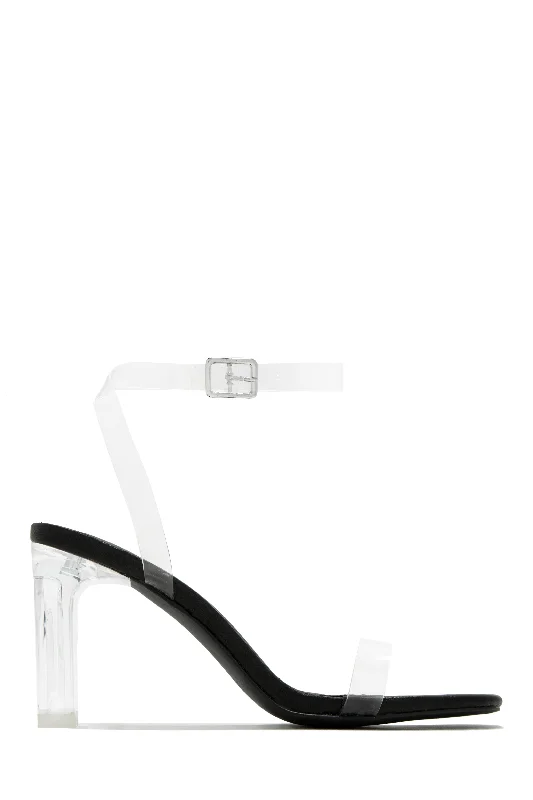 Trendy Sports Sneakers Simply Yours Clear Ankle Strap Heels - Black