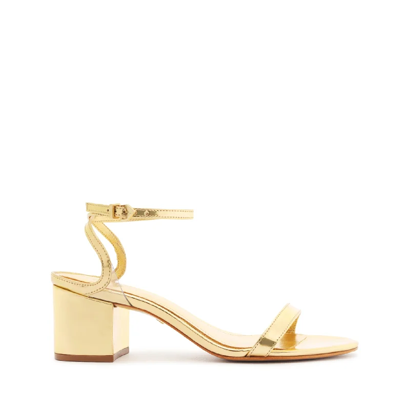 Elegant Casual Footwear Skye Mid Block Specchio Leather Sandal