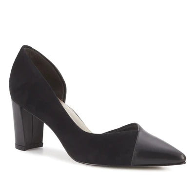 Fashionable Flat Shoes Sloan Pump: Black Leather/Black Suede I Walking Cradle