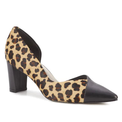 Cozy Winter Boots Sloan Pump: Leopard Calf Hair/Black Cashmere I Walking Cradle