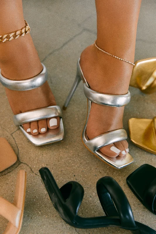 Stylish Boots For Sale Stassie Single Sole High Heel Mules - Silver