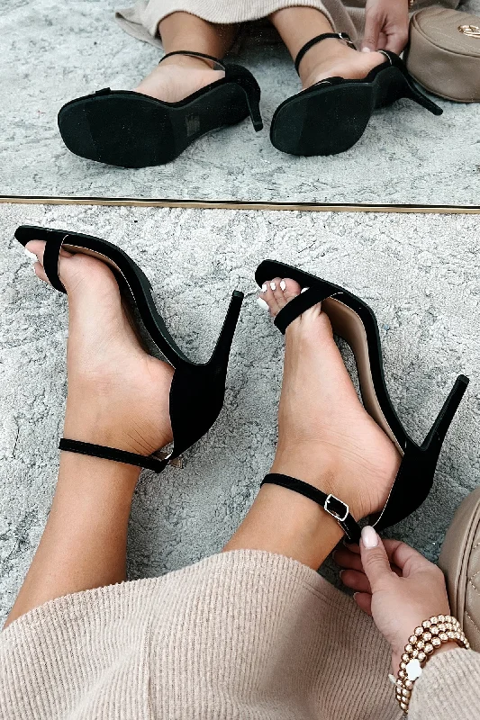 Formal Dress Footwear Taking Initiative Ankle Strap Heels (Black Nubuck)