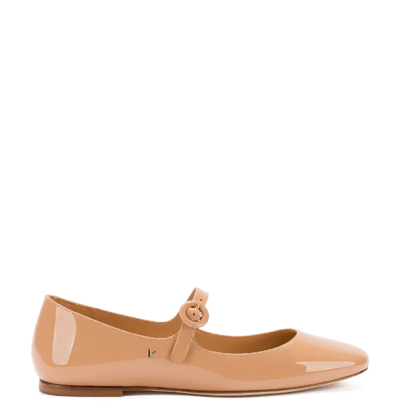 Sporty Running Shoes Blair Ballet Flat In Tan Patent Leather