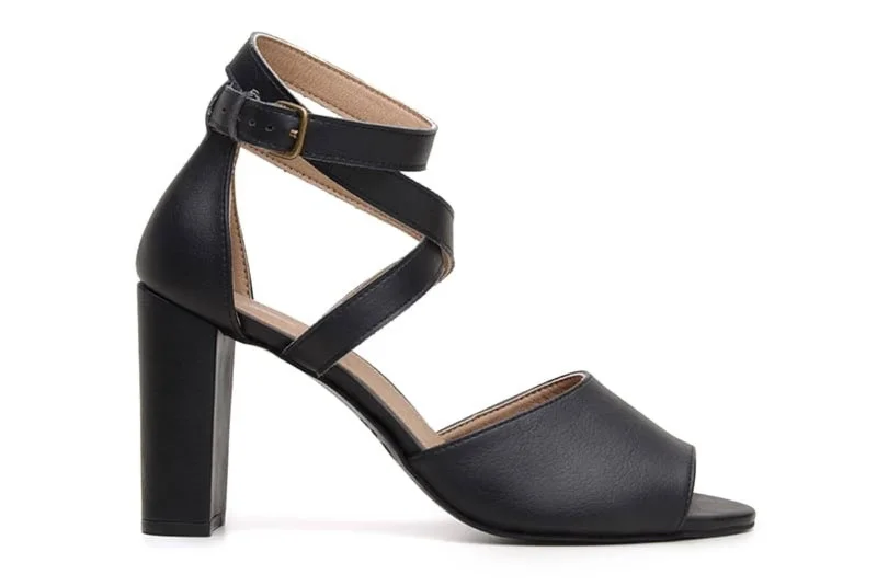 Stylish Casual Footwear 'Tatiana' vegan-leather high-heel by Ahimsa Shoes - black
