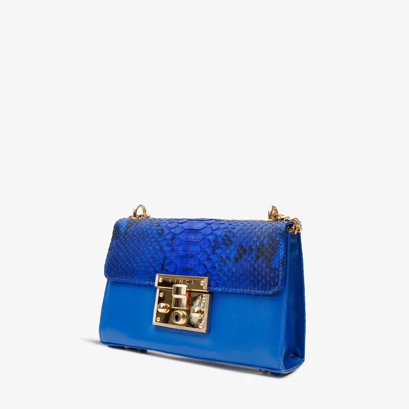 Vintage Sneakers Collection The Toskana Sax Blue Pythn Leather Handbag