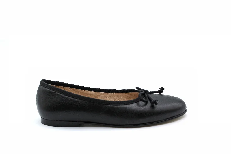 Formal Leather Shoes Valencia Black Leather Ballet Flat