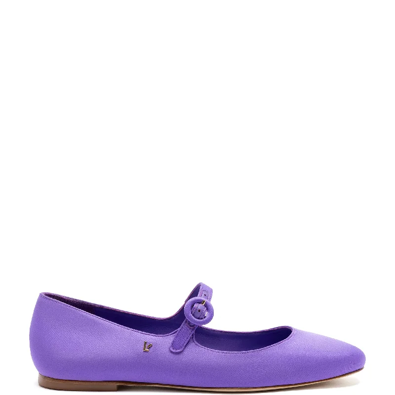 Leather Casual Shoes Blair Ballet Flat In Violet Satin