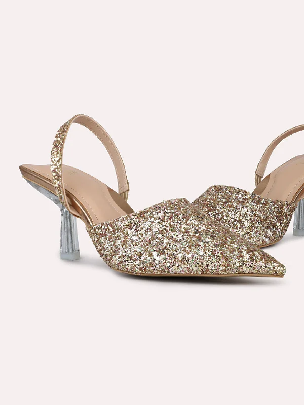 Classic Oxford Shoes Women Rose Gold Textured Pointed Toe Party Stiletto Heeled Mules