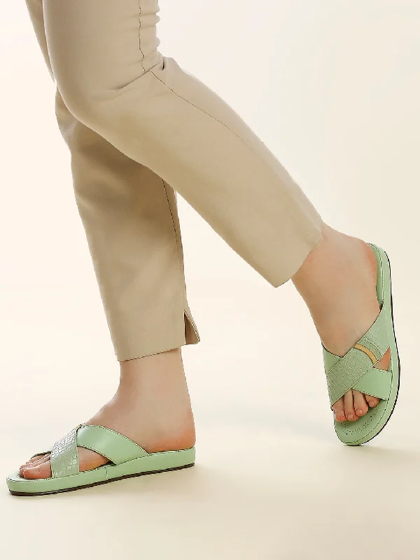 Waterproof Hiking Boots Womens Green Casual Open toe Flat Mules
