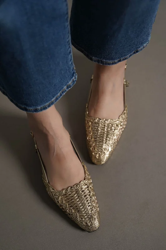 Stylish Running Footwear WOVEN PARTY SLINGBACKS