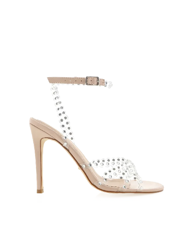 Trendy High Top Sneakers XIA - NUDE PATENT-DIAMANTE