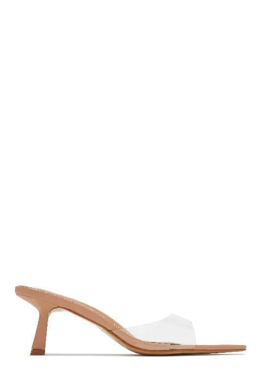 Zarina Mid Heel Mules - Clear