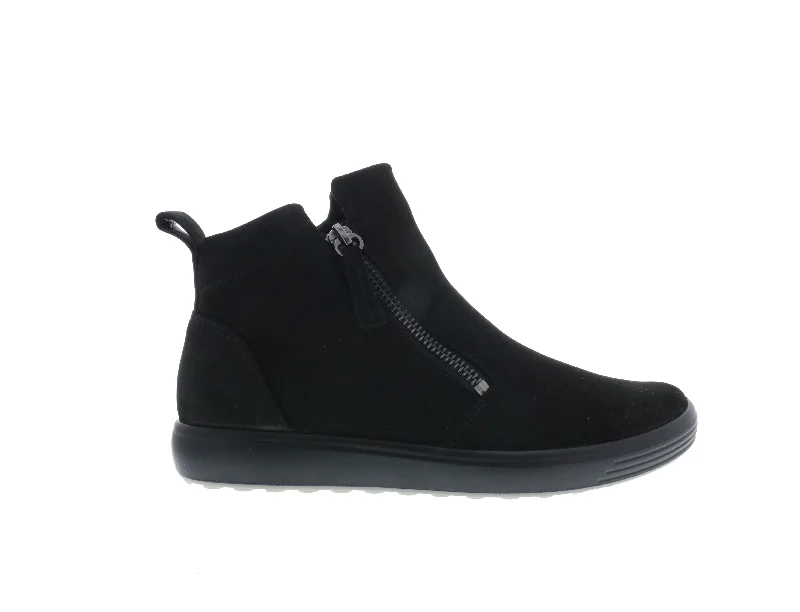 Comfortable Winter Sandals ECCO Soft 7 Zip Bootie (Women's) - Black/Black