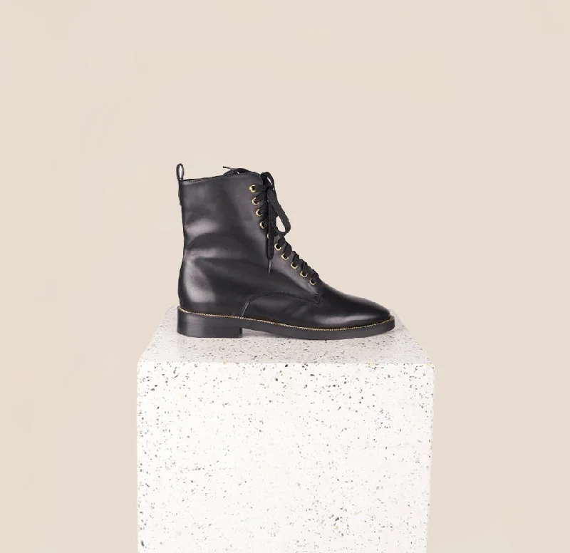 Comfortable Snow Sneakers Asti Due - Black Leather