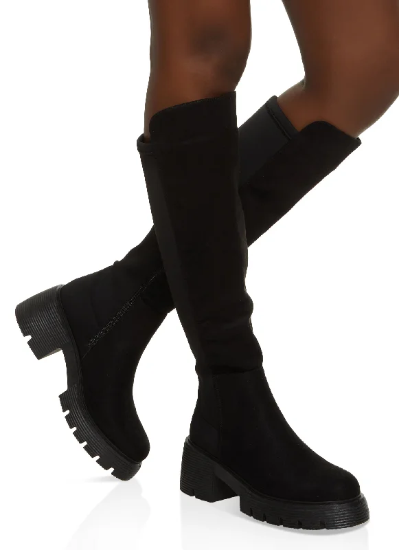 Trendy Casual Sandals Lug Sole Stretch Back Tall Boots