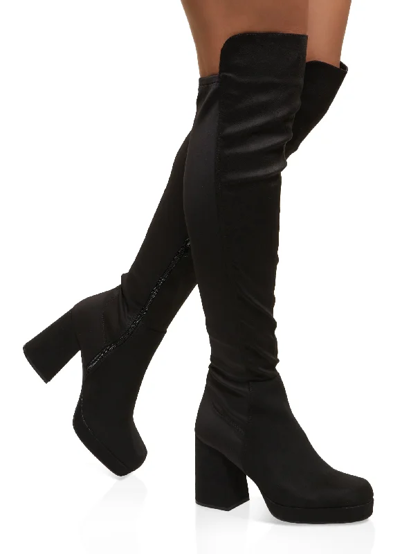 Comfortable Running Sneakers Platform Block Heel Over the Knee Boots