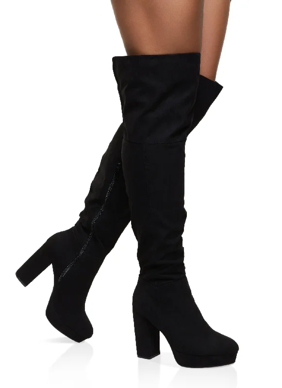 Best Hiking Boots For Winter Pointed Toe Platform Over the Knee Boots