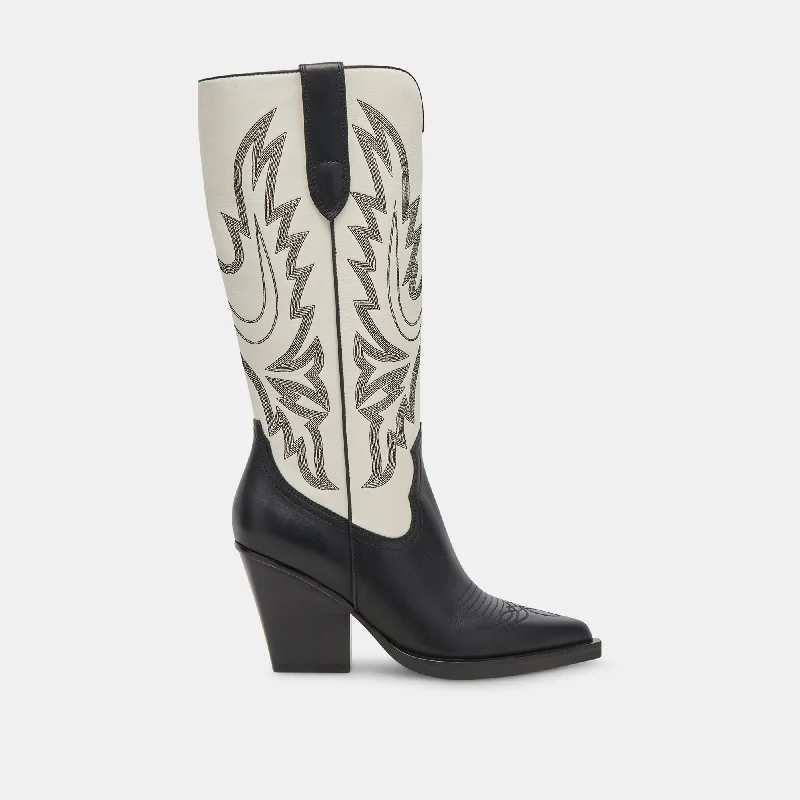 Comfortable Platform Shoes BLANCH BOOTS BLACK WHITE LEATHER