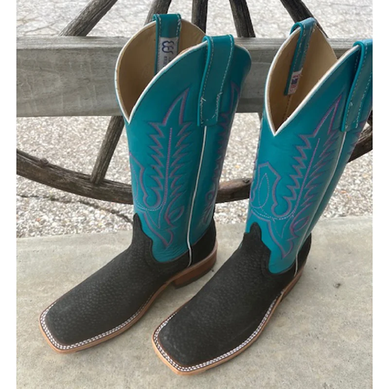 Stylish Platform Boots Anderson Bean Women's Black Carpincho & Teal Boots