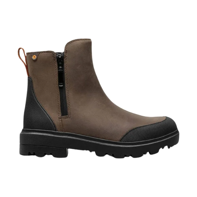 Winter Casual Shoes Bogs Women's Holly Zip Leather Rain Boot - Brown