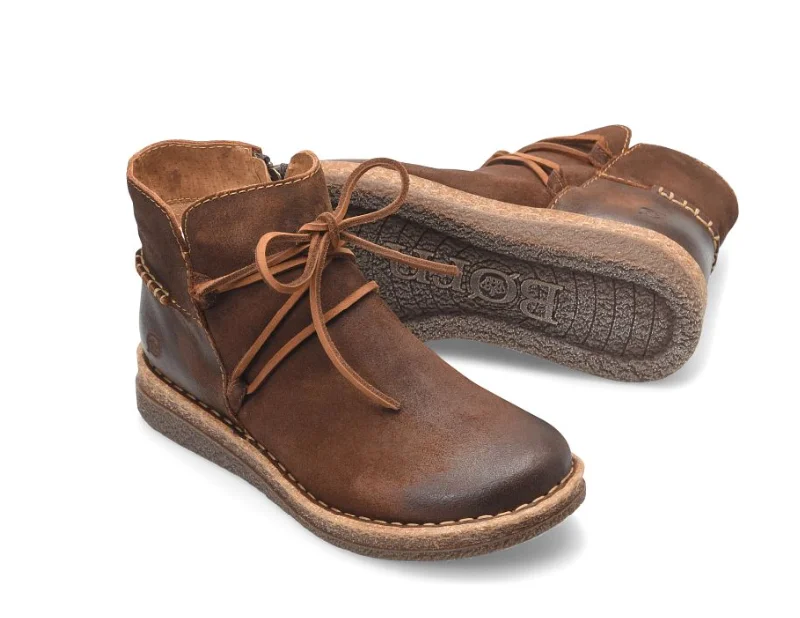 Outdoor Work Boots Born Women's Calyn Glazed Ginger Brown Distressed Ankle Boot BR0027606