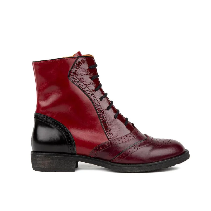 Luxury Hiking Shoes Brick Lane Boots - Claret & Red & Black