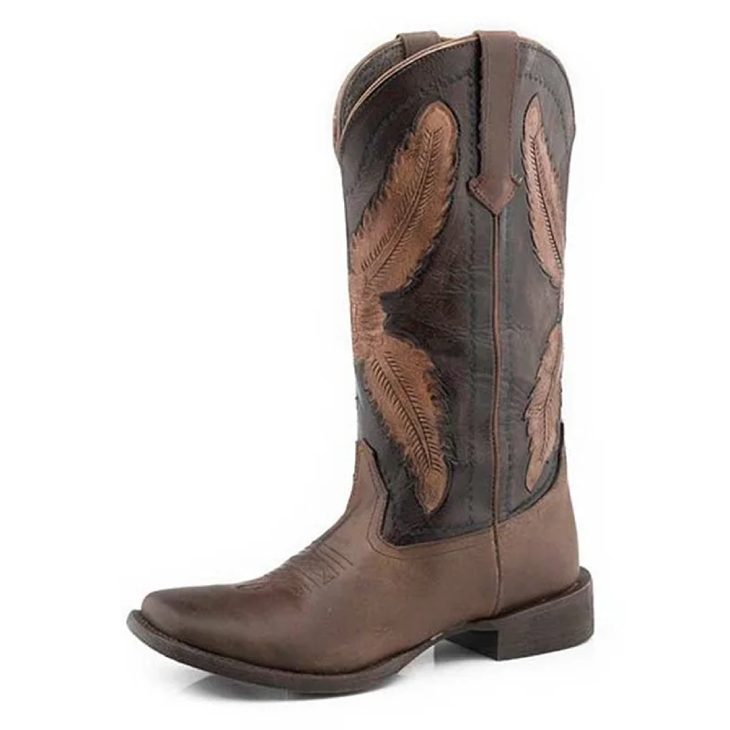 Breathable Sports Shoes Roper Women's Brown/Tooled Feather Boots