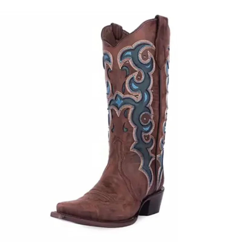 Comfortable Walking Sandals Corral Women's Brown/Turquoise Scroll Inlay Western Boots