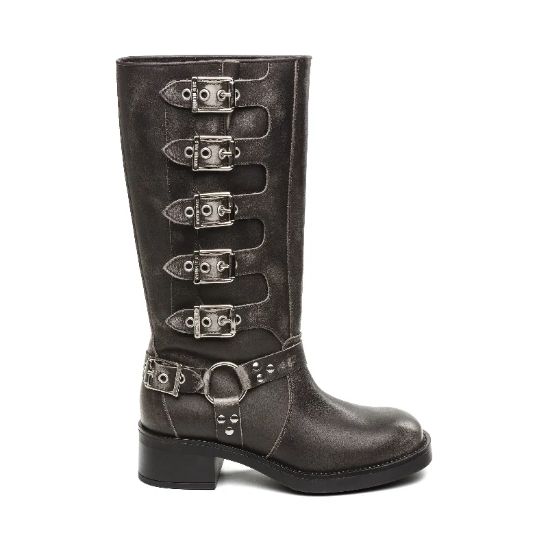 Comfortable Winter Sandals Battle Boot DK GREY LEATHER