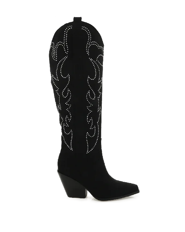 Designer Boots Collection CELARA  - BLACK SUEDE