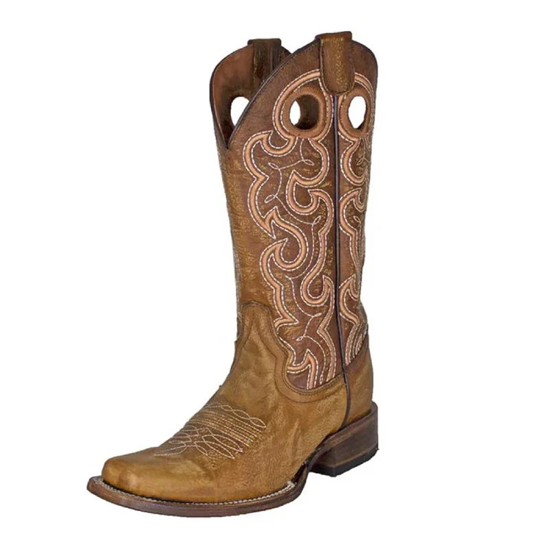 Warm Hiking Boots Corral Women's Cognac Cutout Embroidery Square Toe