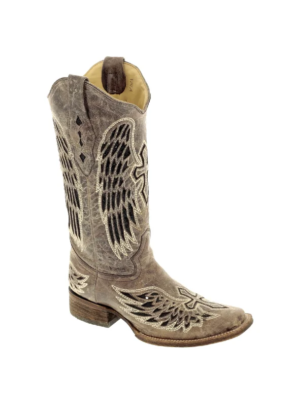 Luxury Hiking Shoes Corral Ladies Wing & Cross Brown Cowhide Leather Cowgirl Boots