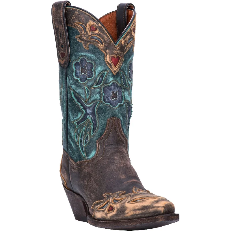 Cozy Indoor Slippers Dan Post Womens Vintage Bluebird Cowboy Boots Leather Chocolate/Teal Cozy Indoor Slippers Dan Post Womens Vintage Bluebird Cowboy Boots Leather Chocolate/Teal