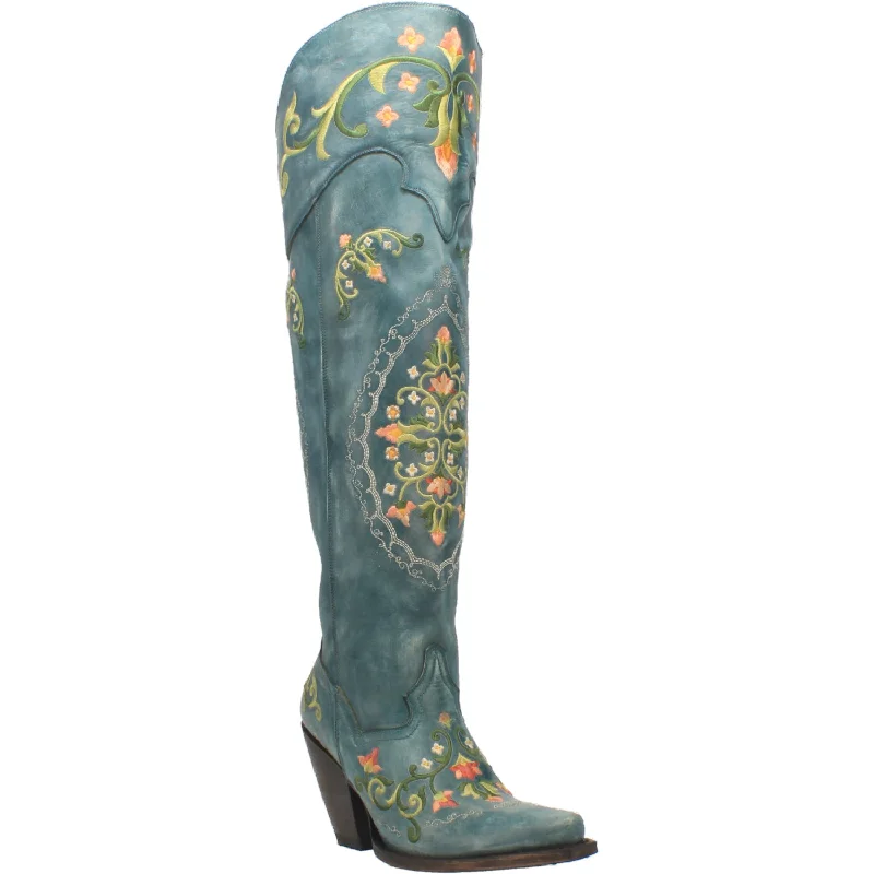Breathable Sports Shoes Dan Post Womens Flower Child Over-The-Knee Boots Leather Turquoise Breathable Sports Shoes Dan Post Womens Flower Child Over-The-Knee Boots Leather Turquoise