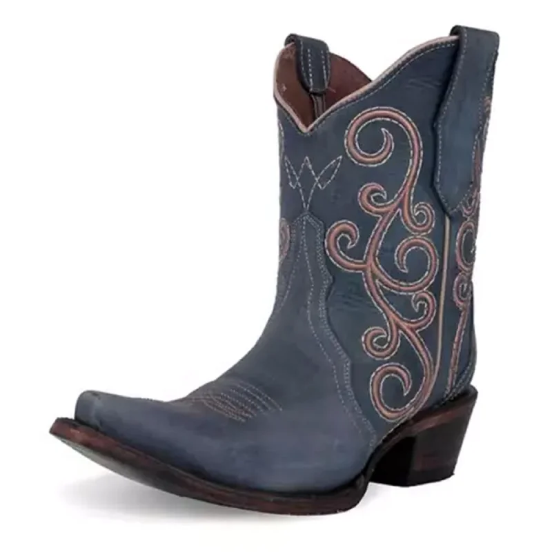 High Fashion Sneakers Corral Women's Blue Embroidered Bootie