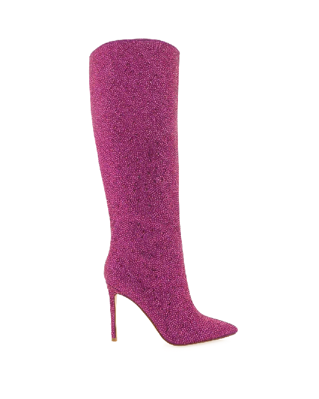 Leather Sneakers For Sale EMMALINE - MAGENTA RHINESTONE