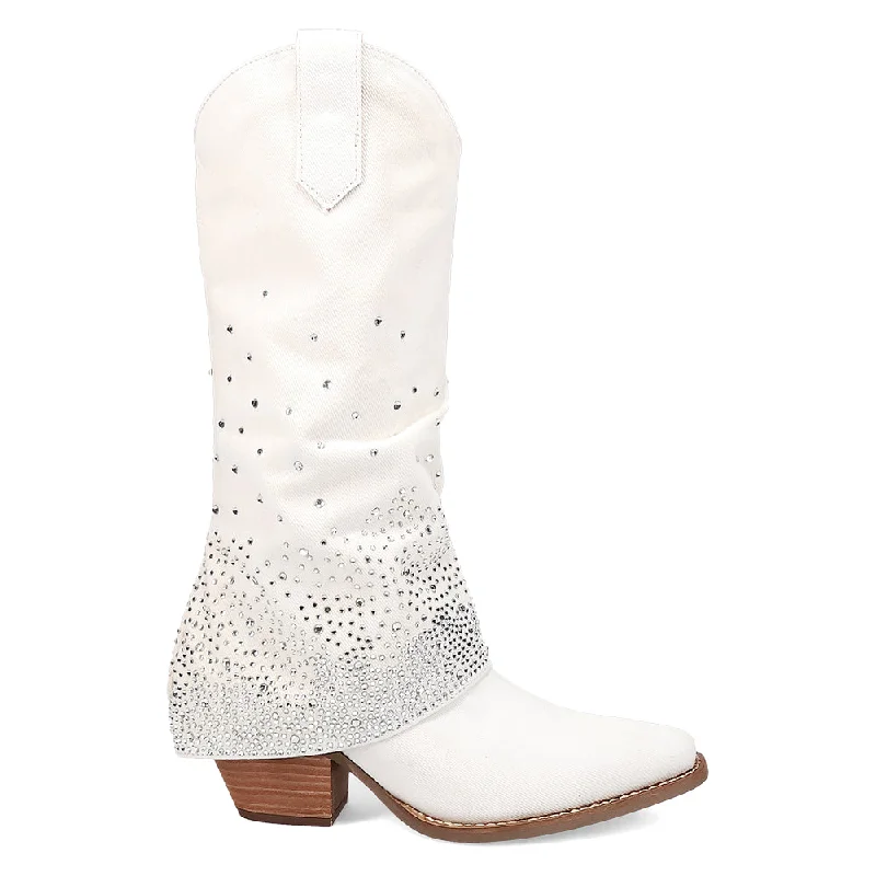 Durable Snow Boots Eye Candy Rhinestone Snip Toe Cowboy Boots