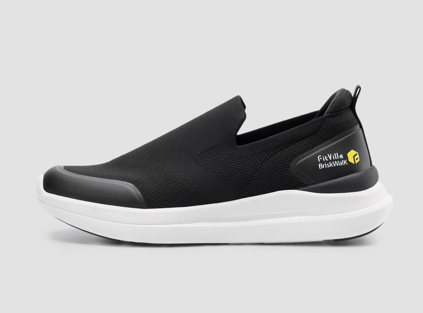 Comfortable Athletic Shoes FitVille Women's BriskWalk Recovery Slip-On V1 Black-White