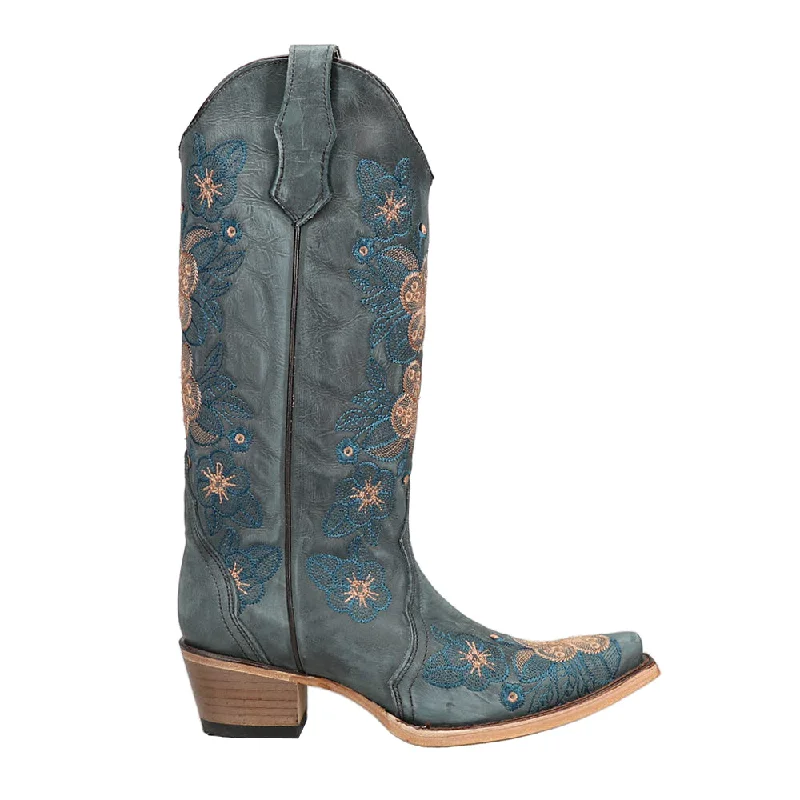Trendy Boots Online Floral Embroidered Snip Toe Cowboy Boots