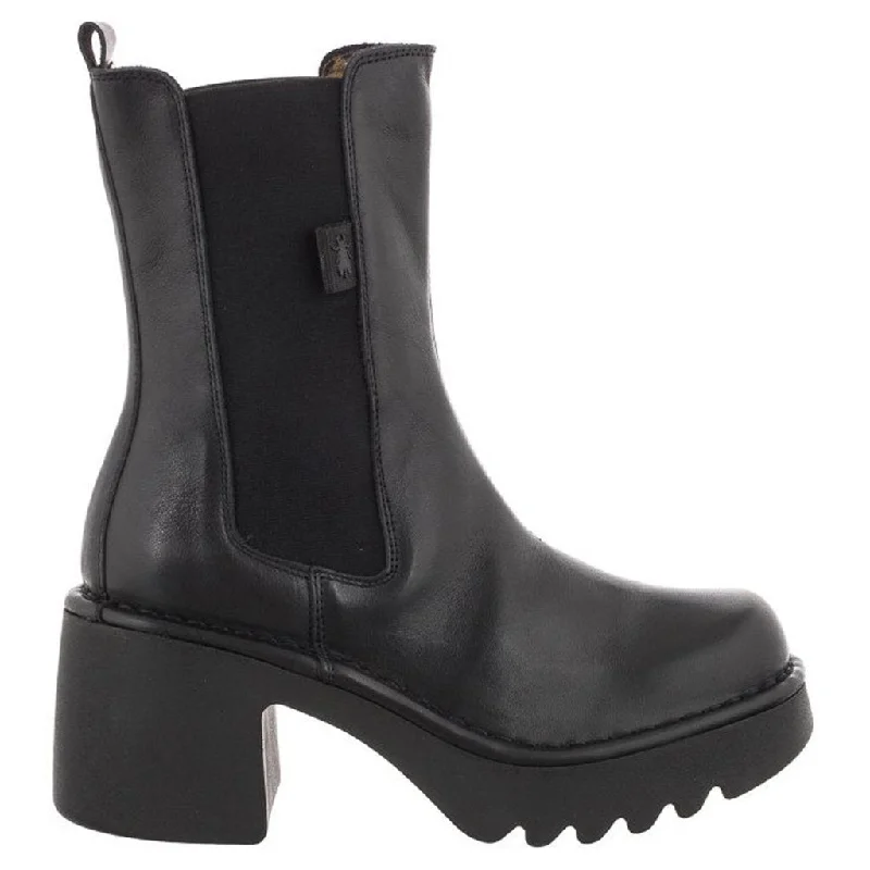 Waterproof Sports Shoes Moya251Fly Leather Women's Block Heel Chelsea Boots