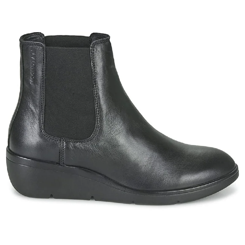 Affordable Hiking Shoes Nola549Fly Leather Women's Wedge Heel Chelsea Boots