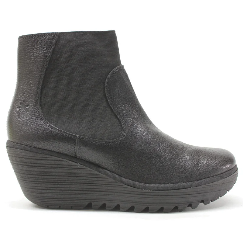 Trendy Casual Shoes Yade398Fly Leather Women's Wedge Heel Chelsea Boots