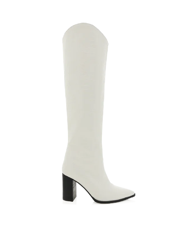 Stylish Work Shoes GABRIEL - WHITE CROC-BLACK