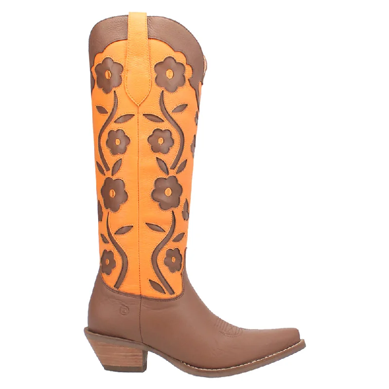 Chic High Heels Collection Goodness Gracious Tooled-Inlay Floral Snip Toe Cowboy Boots