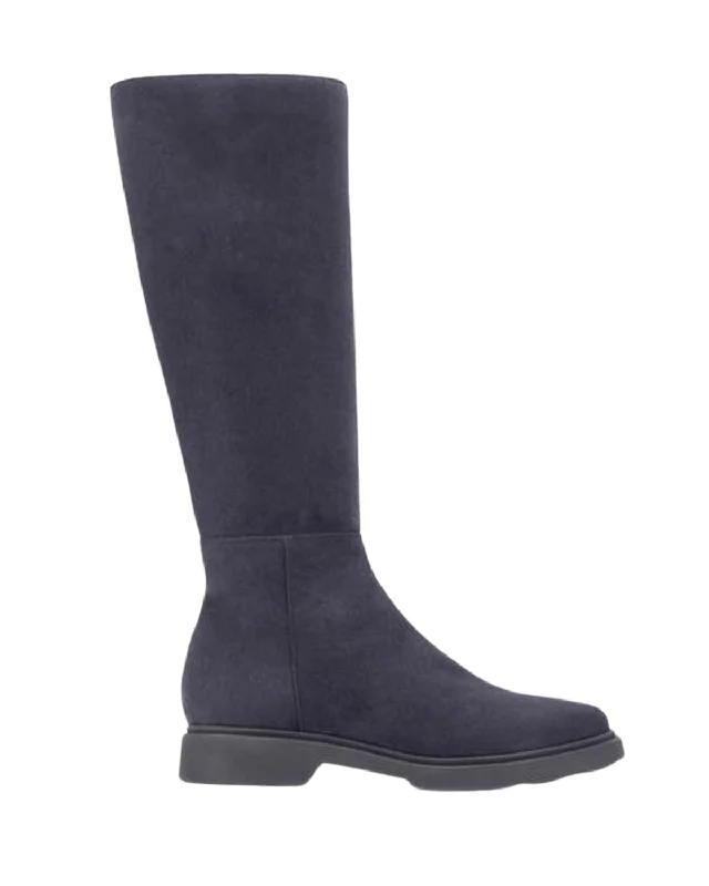 Stylish Running Sneakers Halena Silky Suede Tall Boot (Navy Suede)