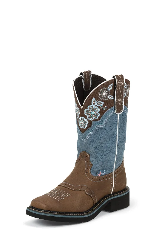 Cozy Casual Shoes Justin Womens Dusty Blue Leather Western Boots 11in Gypsy Floral