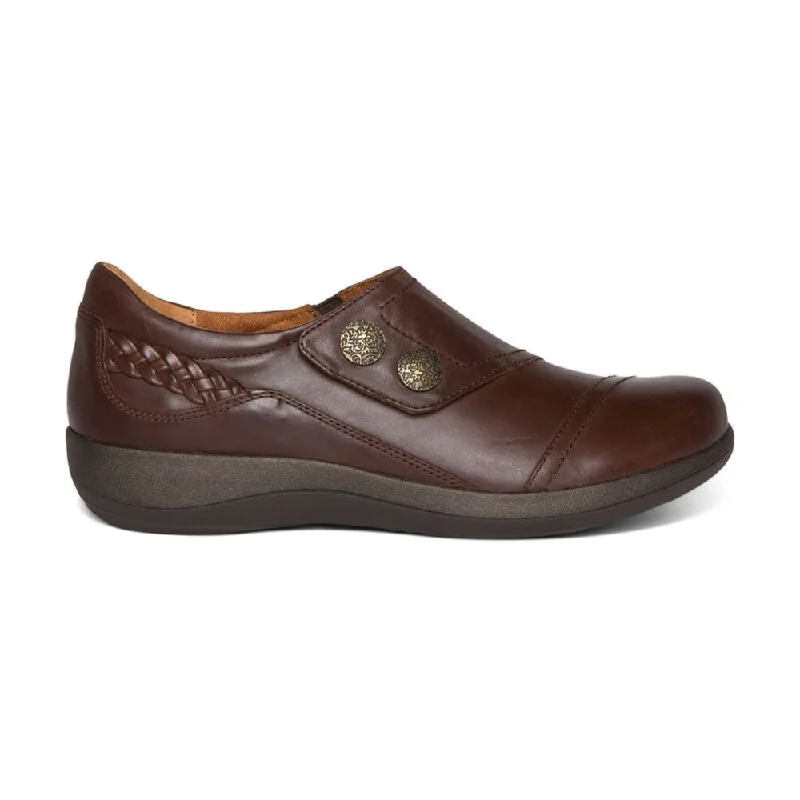 Fashionable Flat Shoes Aetrex Women's Karina Monk Strap Brown