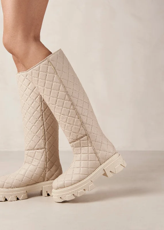 Comfortable Lace-Up Boots Katiuska Goal Digger Cream Leather Boots
