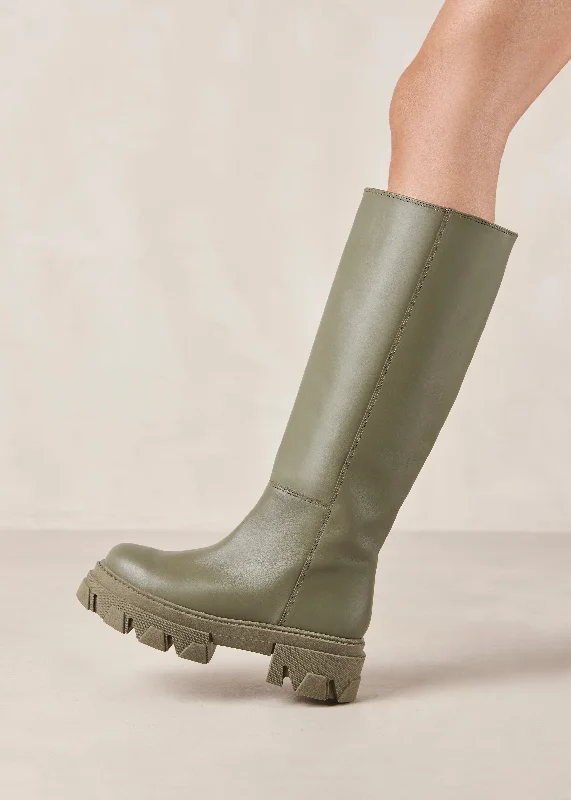 Best Dress Shoes Katiuska Khaki Leather High Boot
