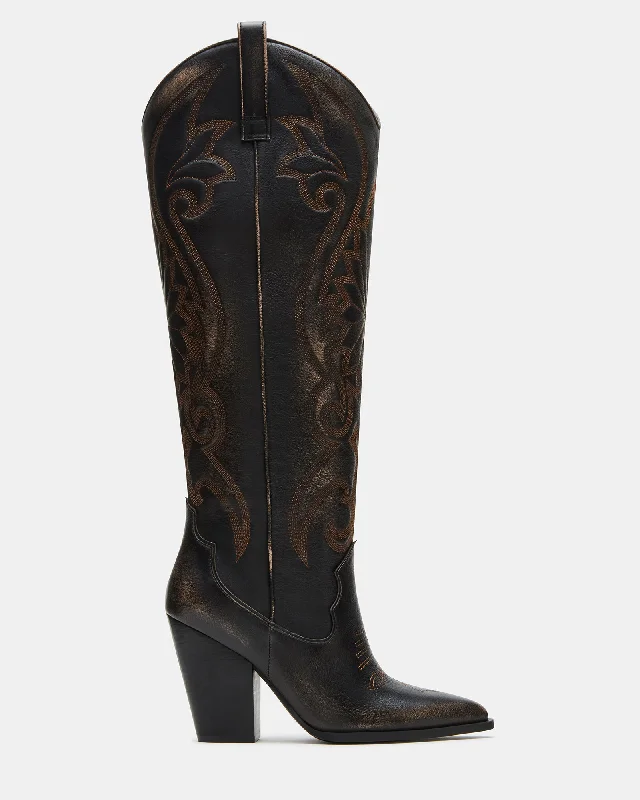 High Fashion Work Boots LASSO BROWN DISTRESSED WIDE CALF